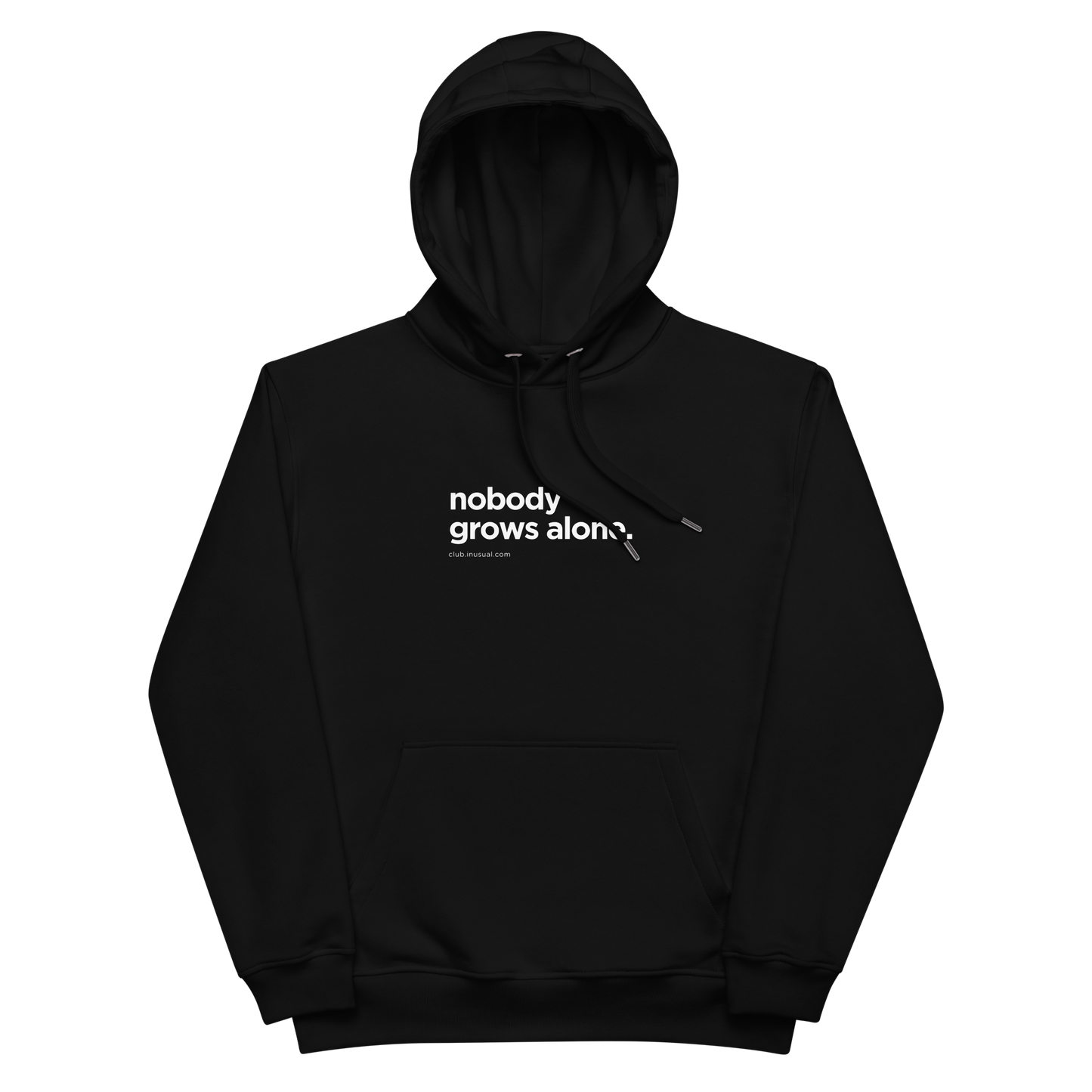 Sudadera con capucha 'Nobody grows alone.' Negra